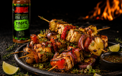 Jerk Halloumi Skewers with Pineapple & Peppers