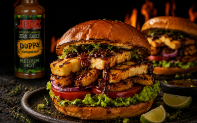 Jerk Plantain & Halloumi Burger