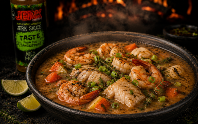 Jerk Seafood Soup with Prawns and White Fish