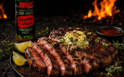Jerk Steak with Garlic Lime Butter