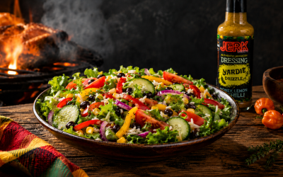Caribbean rice and bean salad